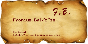 Fronius Balázs névjegykártya